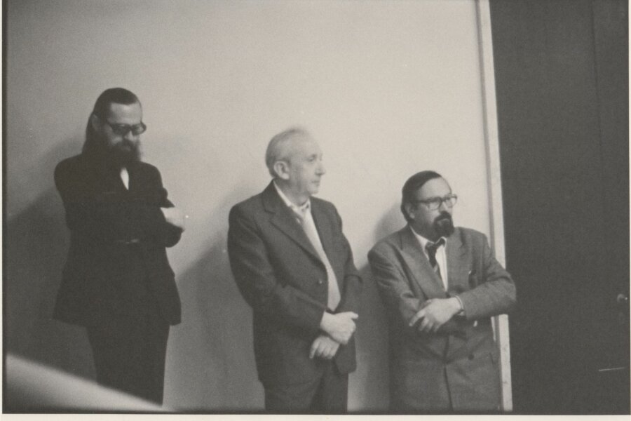 zleva Jiří Valoch, Dalibor Chatrný, Karel Moudrý